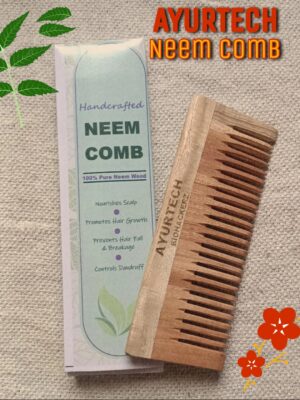 Ayurtech Neem wood Comb Handmade - Pure Premium Organic - For healthy hair